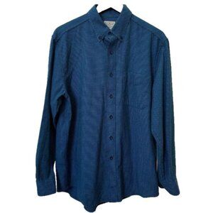 L.L. Bean Houndstooth Shirt Mens M 100% Cotton Check Button Up Traditional Fit